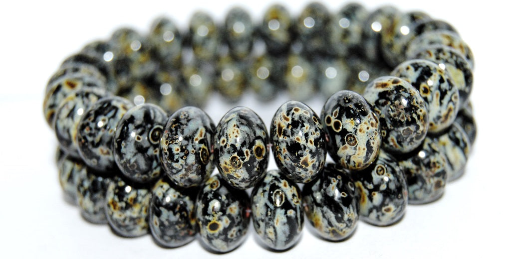 Rondelle Pressed Glass Beads, Black 66800 (23980 66800), Glass, Czech Republic