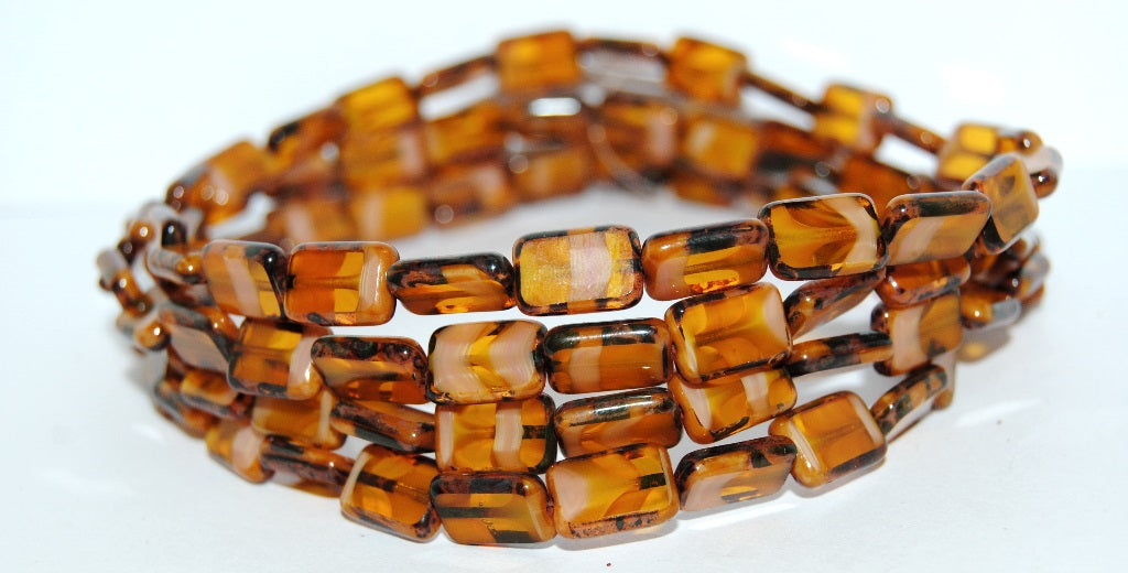 Table Cut Rectangle Beads, 90027402 Travertin (90027402 86800), Glass, Czech Republic