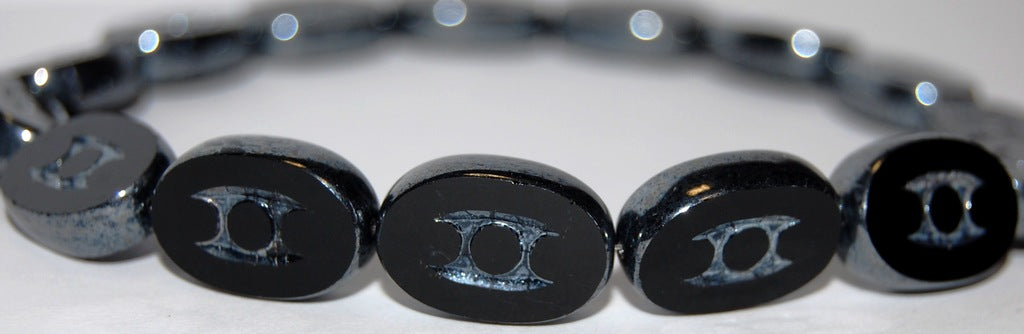 Table Cut Oval Beads, Black Hematite (23980 14400), Glass, Czech Republic