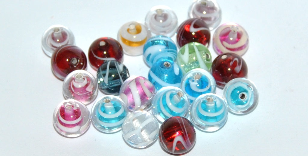 Czech Glass Hand Made Round Lampwork Beads, (10 K), Glass, Czech Republic