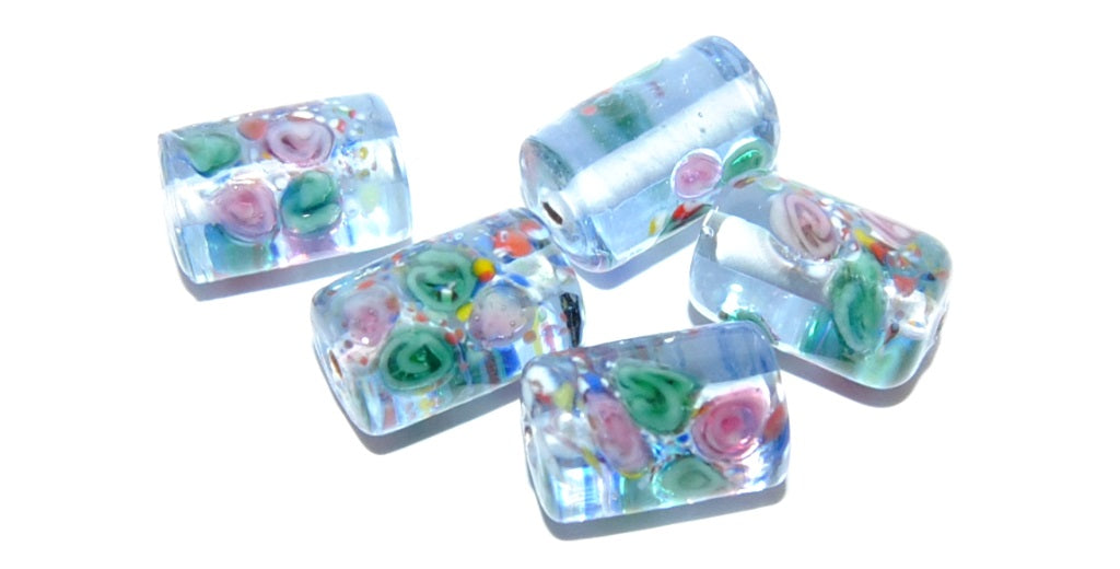 Czech Glass Hand Made Roller Tube Lampwork Beads, (G), Glass, Czech Republic
