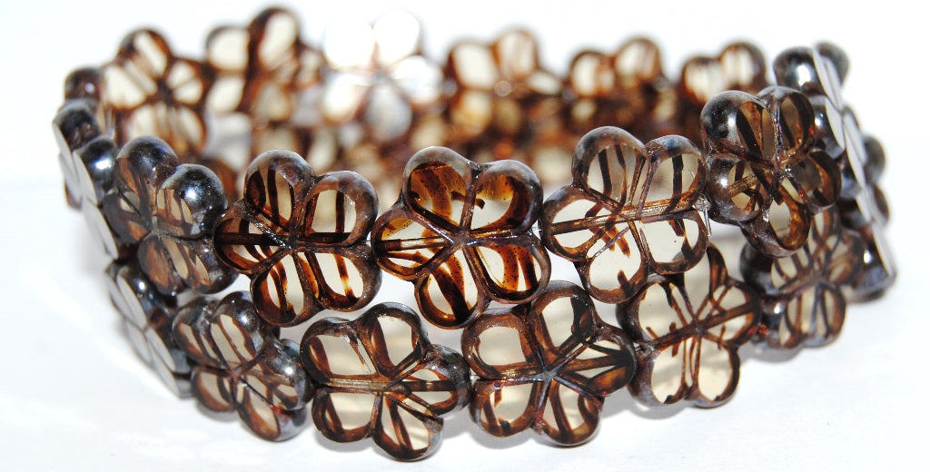 Table Cut Flower Beads, (18016B 43500), Glass, Czech Republic