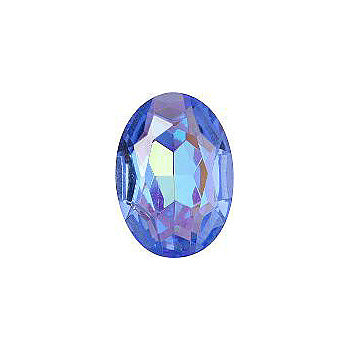 Oval Faceted Pointed Back (Doublets) Crystal Glass Stone, Aqua Blue 9 Transparent With Ab (30020-Abb), Czech Republic