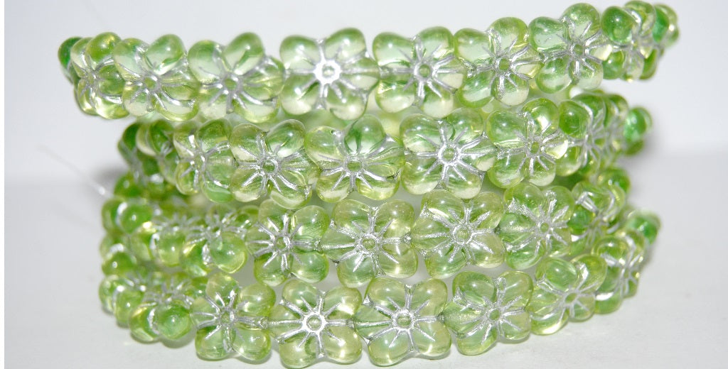 Flower Pressed Glass Beads, (87501 54201), Glass, Czech Republic