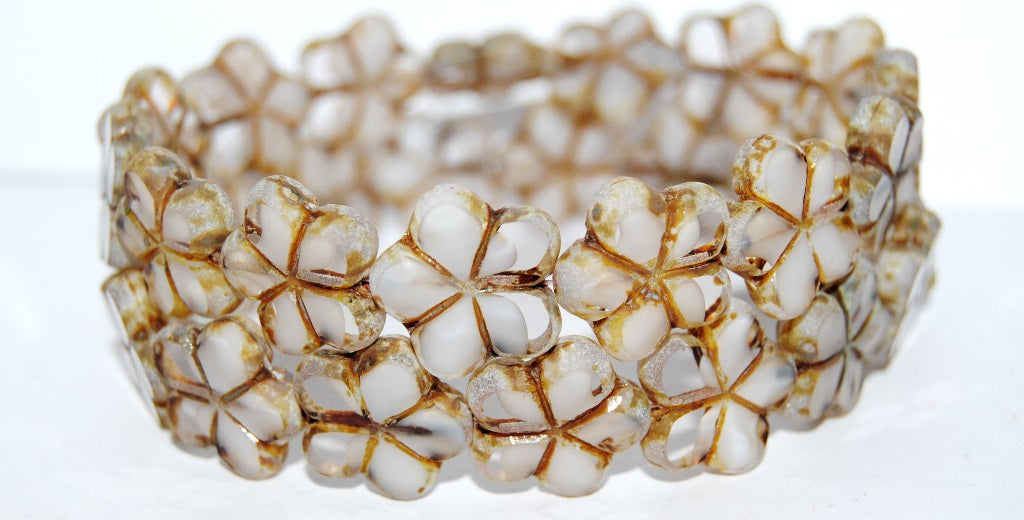 Table Cut Flower Beads, (6208 86800Antiq), Glass, Czech Republic