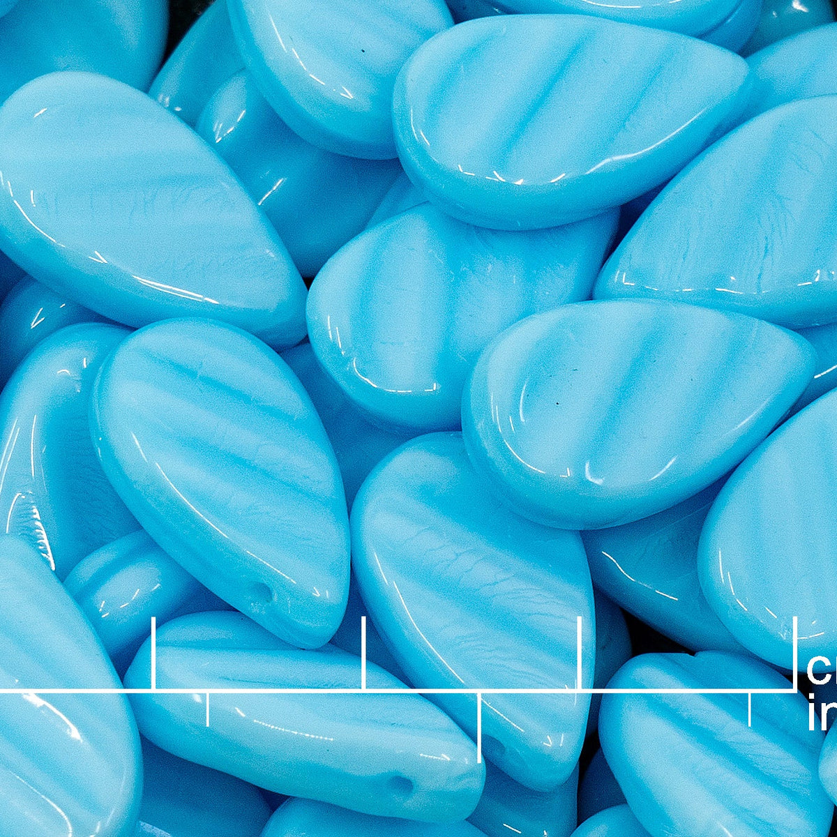OUTLET 10 grams Flat Teardrop Beads, 11 x 18 mm, Silky Blue (64010), Glass, Czech Republic