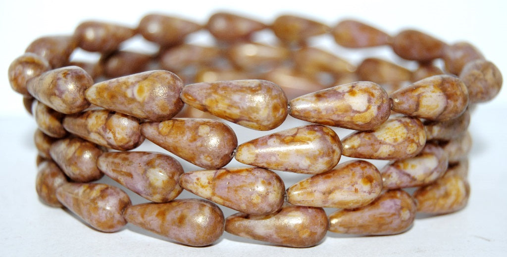 Pear Drop Pressed Glass Beads, Senegal Violet (15695), Glass, Czech Republic