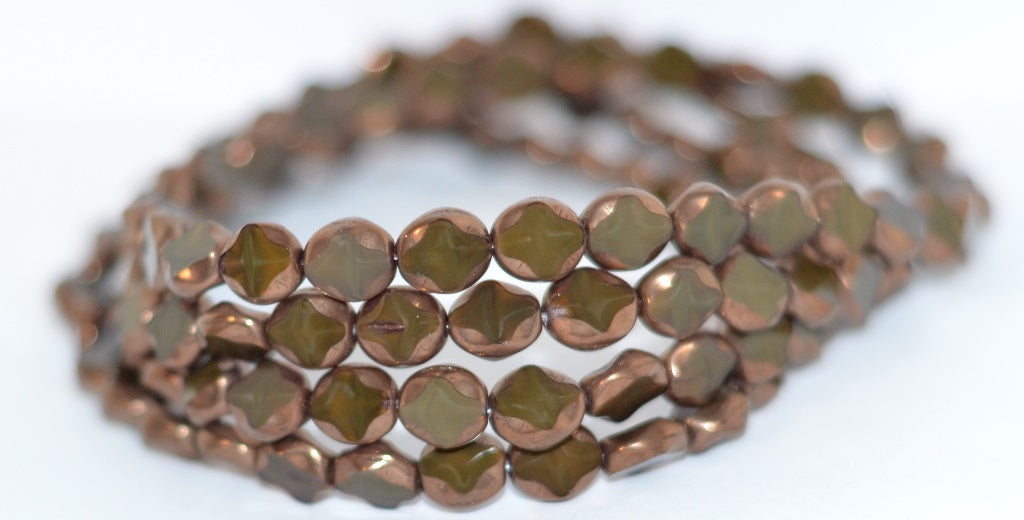 Table Cut Oval Beads, 16616 Bronze (16616 14415), Glass, Czech Republic