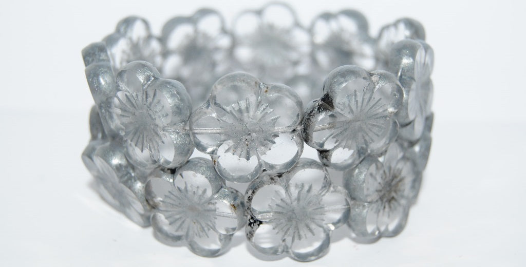 Table Cut Flower Beads Hibiscus, (21 43623 Lava Glass), Glass, Czech Republic