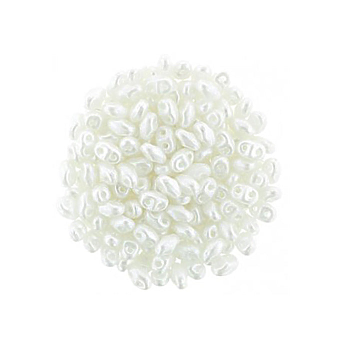 Matubo MiniDuo 2-hole smaller SuperDuo glass beads Pastel White Glass Czech Republic