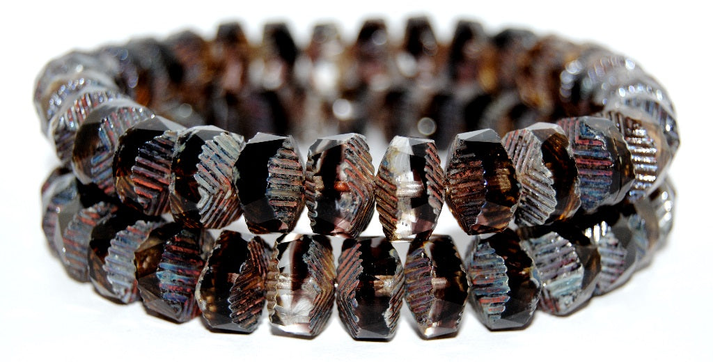 Faceted Cathedral Fire Polished Glass Beads, (27008 43400), Glass, Czech Republic