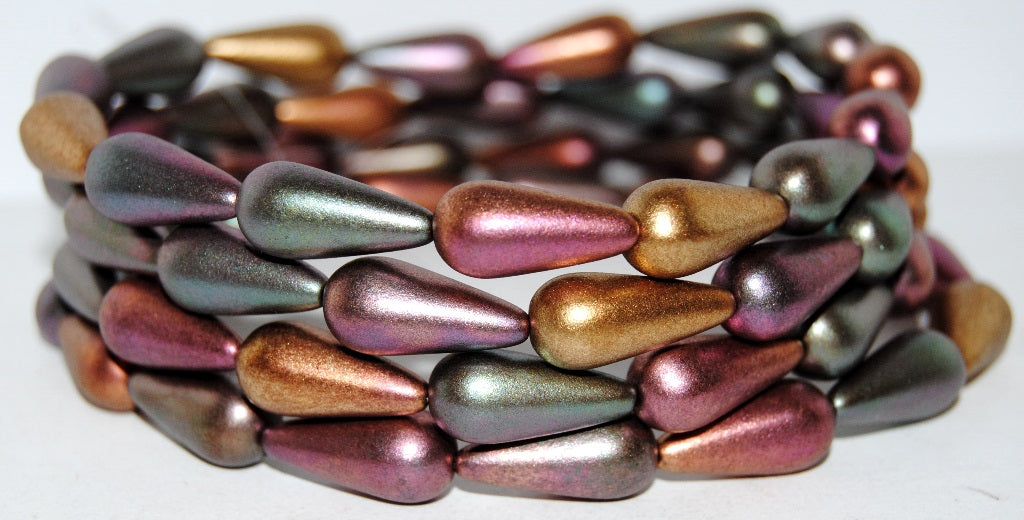 Pear Drop Pressed Glass Beads, 1620 (1620), Glass, Czech Republic