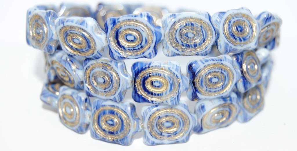 Spiral Turtle Pressed Glass Beads, (35010 54202), Glass, Czech Republic