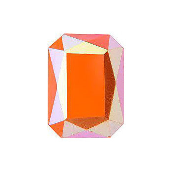 Octagon Faceted Pointed Back (Doublets) Crystal Glass Stone, Orange 1 Opaque With Ab, Polished (93130-Abp), Czech Republic