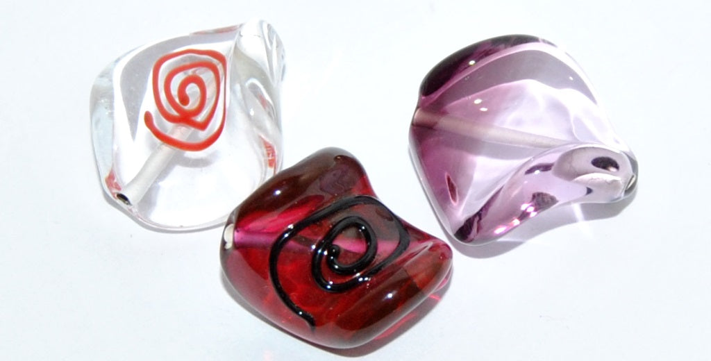 Leaf Lampwork Glass Handmade Beads, (S), Glass, Czech Republic