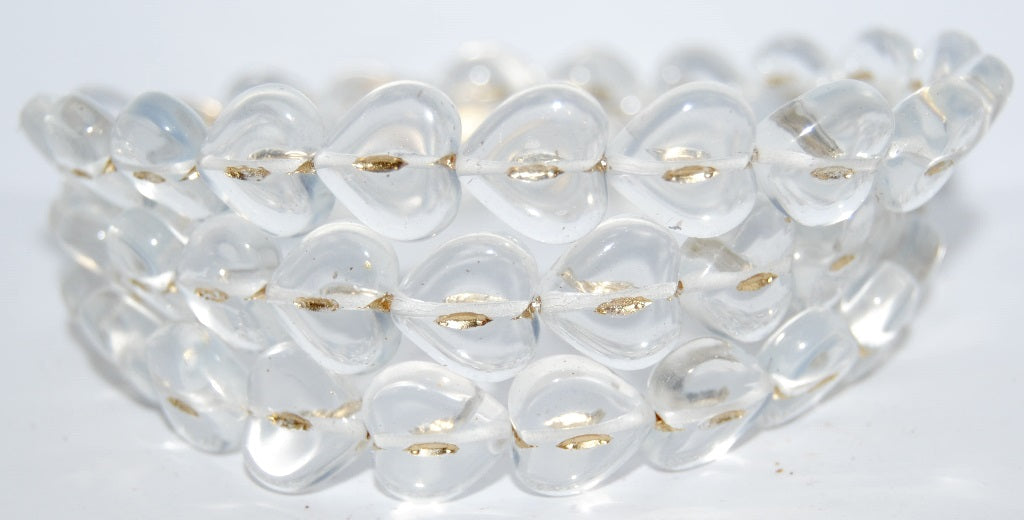 Heart Pressed Glass Beads, (01000B 54202), Glass, Czech Republic