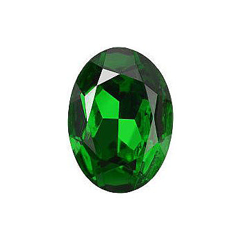 Oval Faceted Pointed Back (Doublets) Crystal Glass Stone, Green 3 Transparent With Aluminium (50260-Al), Czech Republic