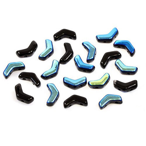 Arrow Czech 2-hole glass beads Jet Black Ab Glass Czech Republic