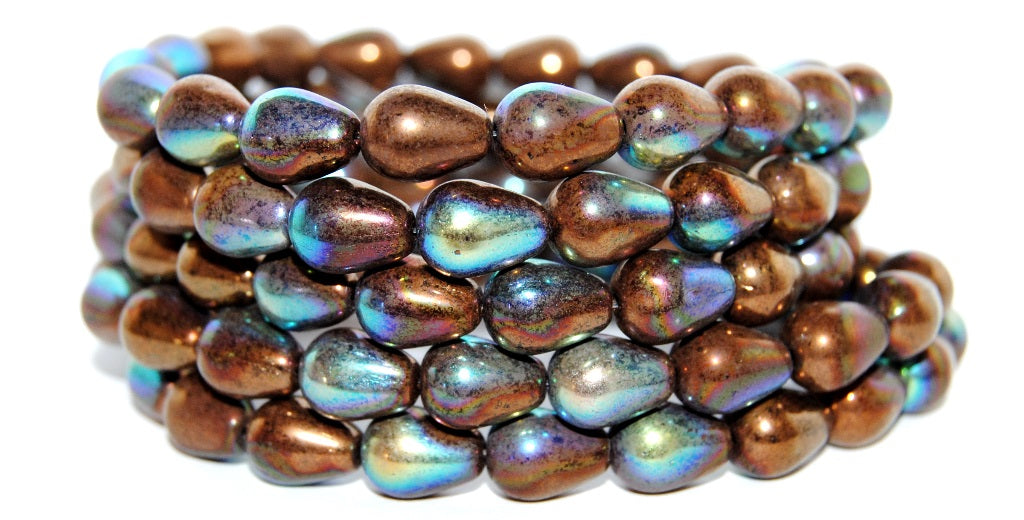 Pear Drop Pressed Glass Beads, Black 14415Ab (23980 14415Ab), Glass, Czech Republic