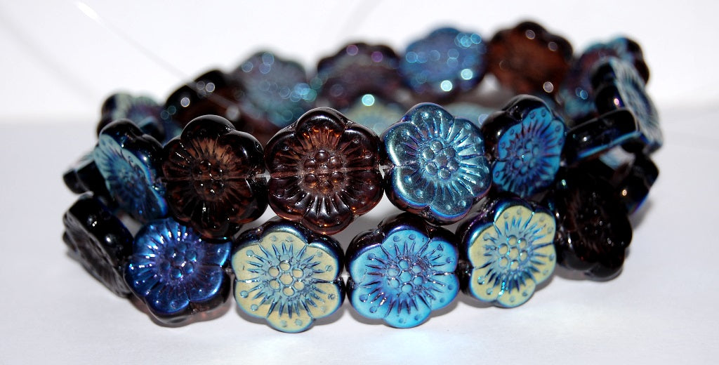 Flower Pressed Glass Beads, Transparent Amethyst Ab (20080 Ab), Glass, Czech Republic