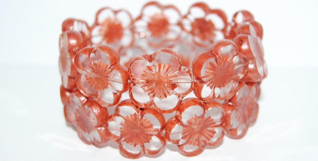 Table Cut Flower Beads Hibiscus, (21 43621 Lava Glass), Glass, Czech Republic