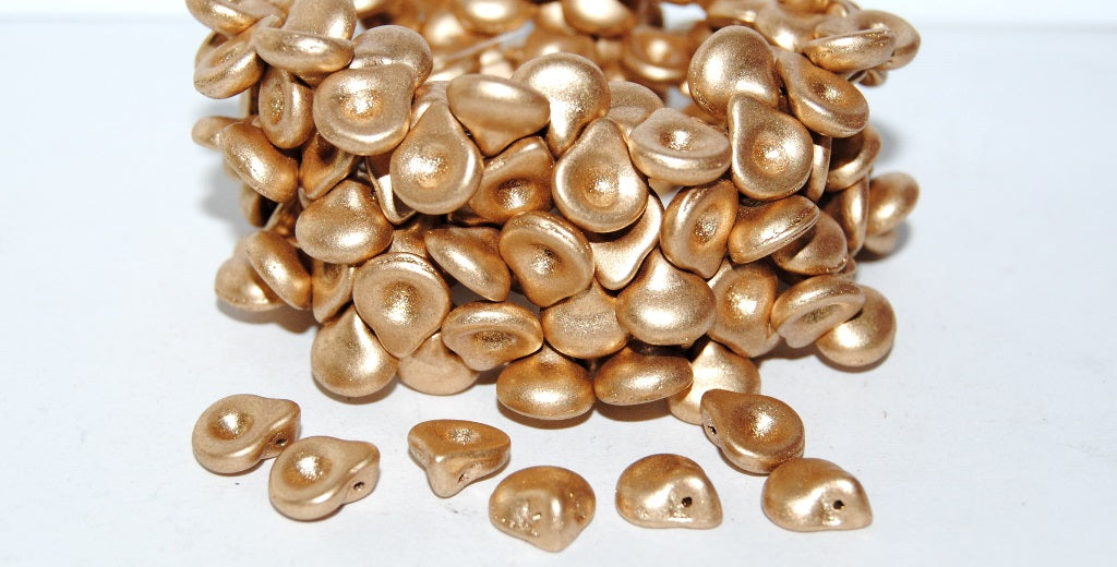 Shaped Pressed Glass Beads, Gold Colored (1710), Glass, Czech Republic