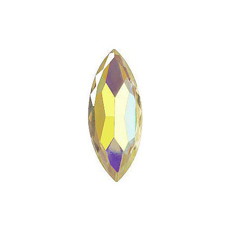 Navette Faceted Pointed Back (Doublets) Crystal Glass Stone, Yellow 4 Transparent With Ab (80100-Abb), Czech Republic