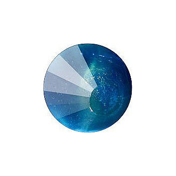 Round Faceted Pointed Back (Doublets) Crystal Glass Stone, Aqua Blue 11 Mexico Opals (16618), Czech Republic