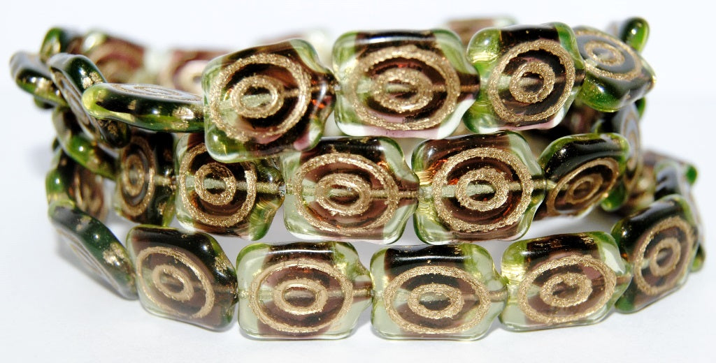 Spiral Turtle Pressed Glass Beads, (27501 54202), Glass, Czech Republic