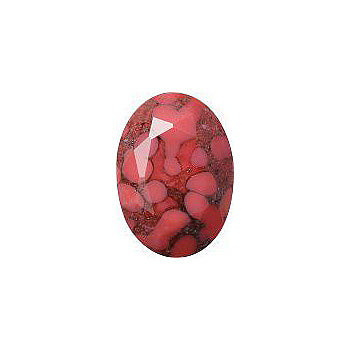 Oval Faceted Pointed Back (Doublets) Crystal Glass Stone, Red 3 Matrix Colours (Coral-Matrix), Czech Republic