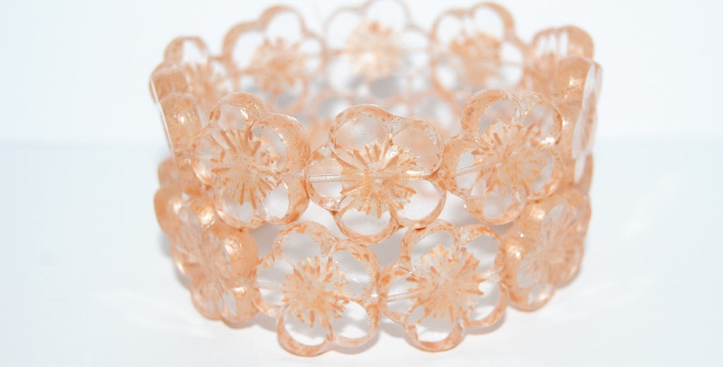 Table Cut Flower Beads Hibiscus, (21 43604 Lava Glass), Glass, Czech Republic