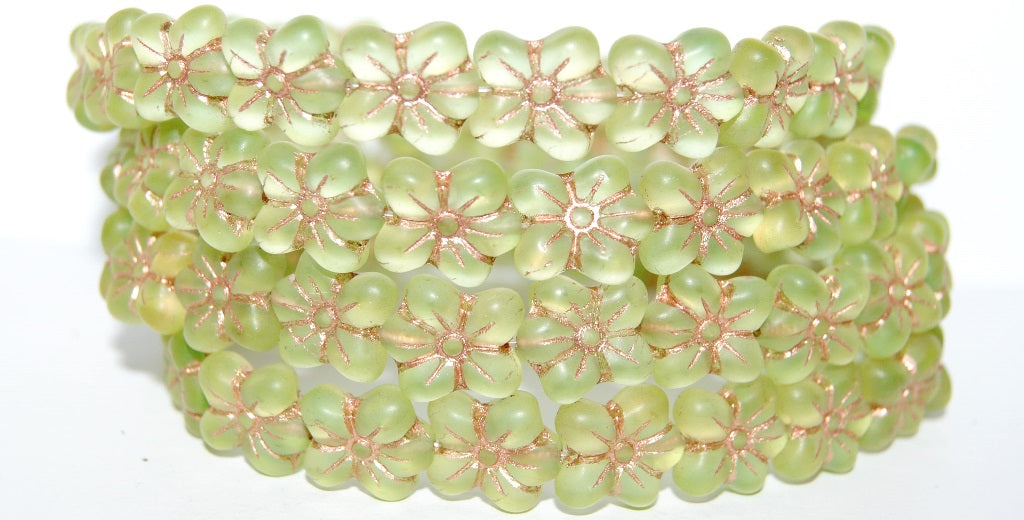 Flower Pressed Glass Beads, (87501 54200M), Glass, Czech Republic