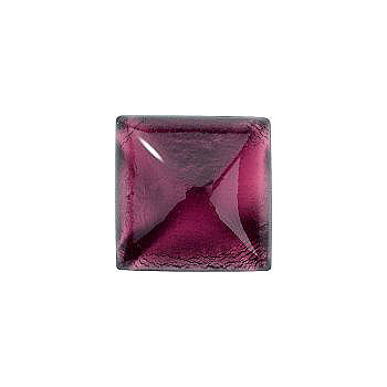 Square Cabochons Flat Back Crystal Glass Stone, Violet 14 With Silver (20069), Czech Republic