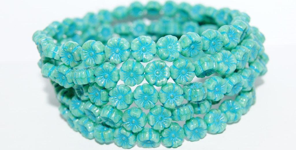 Hawaii Flower Pressed Glass Beads, (63310 46460), Glass, Czech Republic