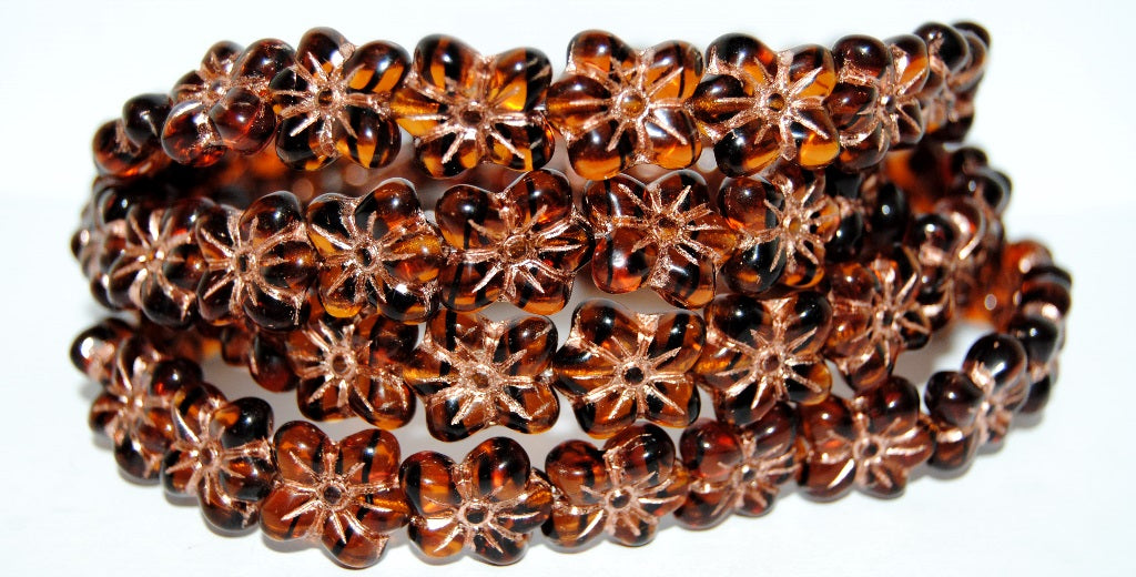 Flower Pressed Glass Beads, (18016 54200), Glass, Czech Republic