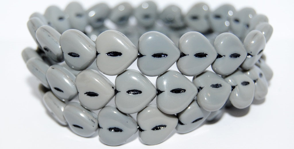 Heart Pressed Glass Beads, (44030 46769), Glass, Czech Republic