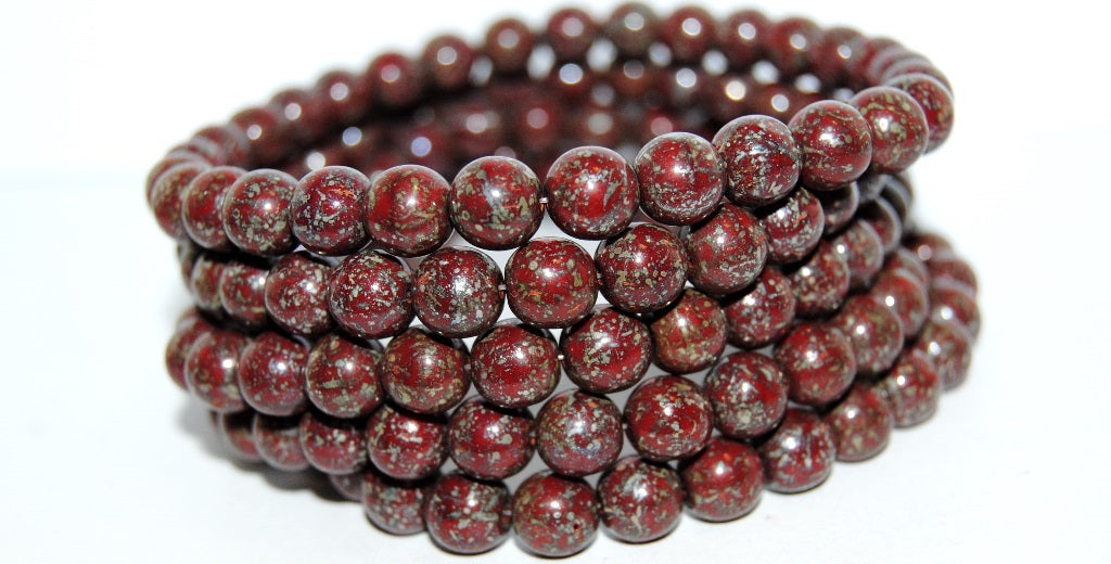 Round Pressed Glass Beads Druck, (93300 43400), Glass, Czech Republic