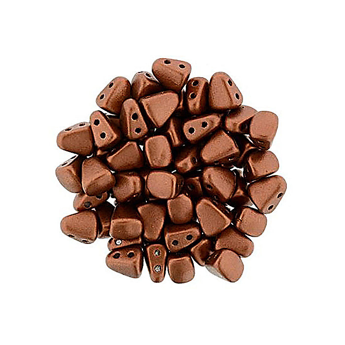 Matubo NIB-BIT 2-hole pyramid glass beads Dark Matte Metallic Copper Glass Czech Republic