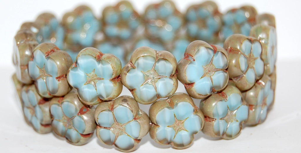 Table Cut Flower Beads, (66017 43400), Glass, Czech Republic