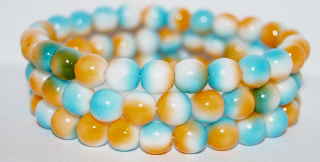 Round Pressed Glass Beads Druck, 48004 (48004), Glass, Czech Republic