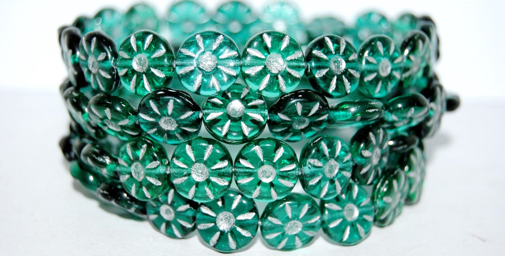 Flower Pressed Glass Beads, (5071020Mix 54201), Glass, Czech Republic