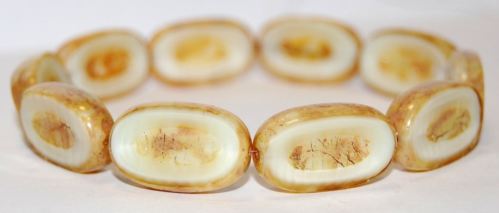 Table Cut Rounded Rectangle Oval Beads With Oval, (86006 43400), Glass, Czech Republic