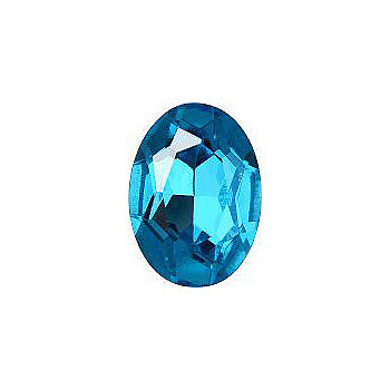 Oval Faceted Pointed Back (Doublets) Crystal Glass Stone, Aqua Blue 2 Transparent With Aluminium (60030-Al), Czech Republic