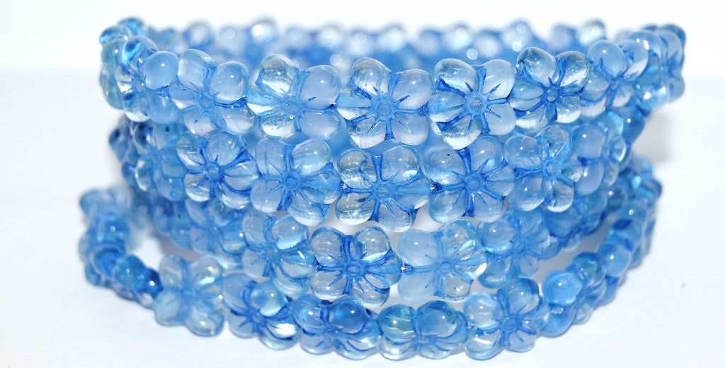 Flower Pressed Glass Beads, (30013202 46430), Glass, Czech Republic