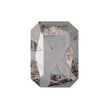 Octagon Faceted Pointed Back (Doublets) Crystal Glass Stone, Grey 1 With Silver (420005), Czech Republic