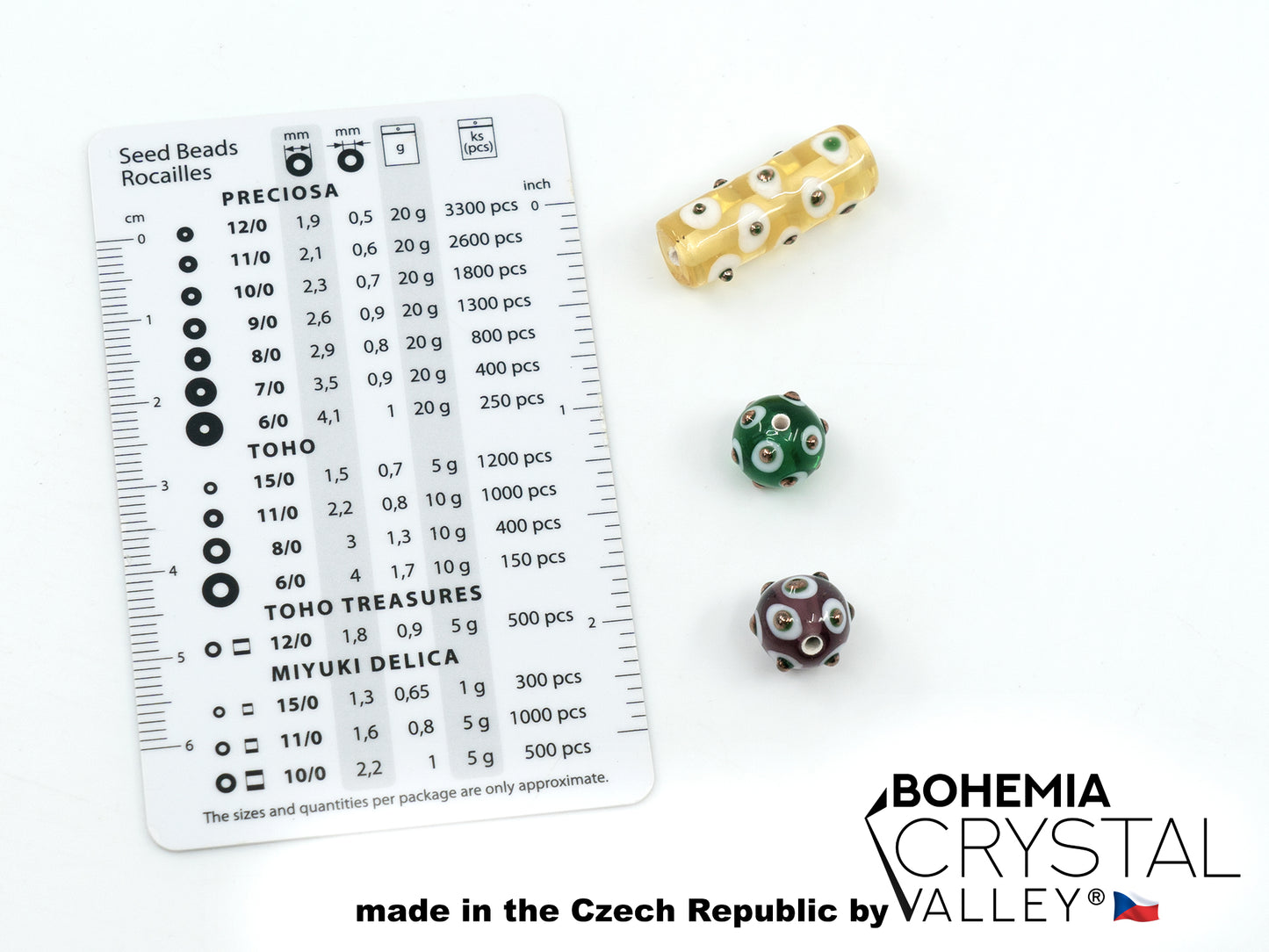 30 pcs Lampwork Beads 590 / Cylinder (271-40-001), Handmade, Preciosa Glass, Czech Republic