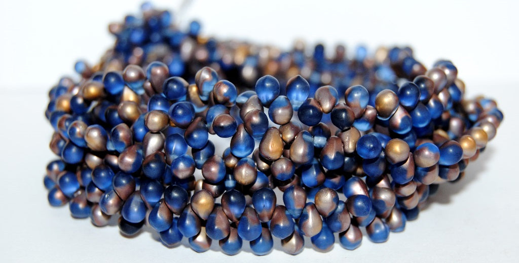 Pear Drop Pressed Glass Beads, Cobalt 27101M (30050 27101M), Glass, Czech Republic