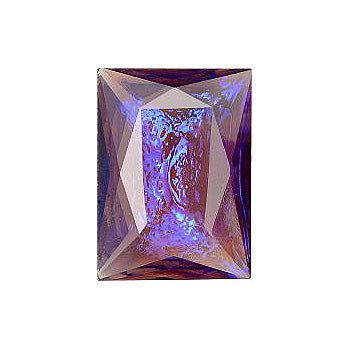 Rectangle Faceted Pointed Back (Doublets) Crystal Glass Stone, Violet 15 Mexico Opals (Mex-19), Czech Republic