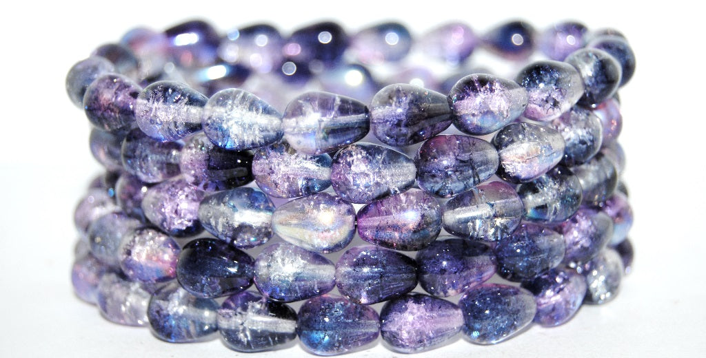 Pear Drop Pressed Glass Beads, (48122Crackle), Glass, Czech Republic