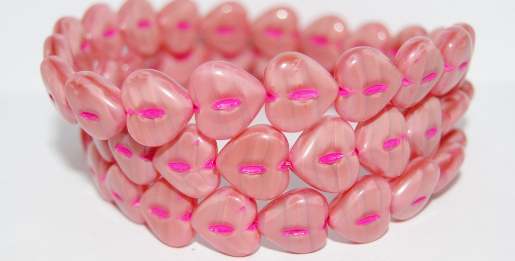 Heart Pressed Glass Beads, (76027 46470), Glass, Czech Republic